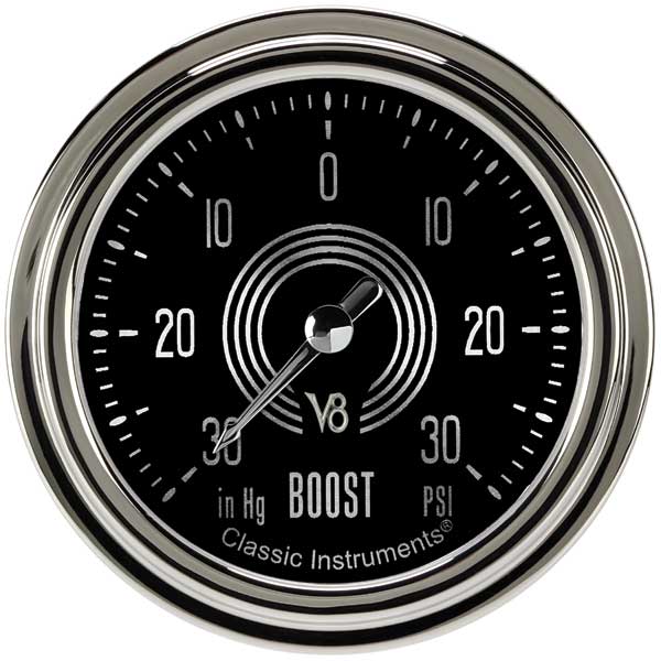 V8SR341SLC - Classic Instruments V8 Speedster Series Boost-Vacuum Gauge