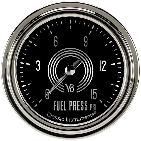 V8SR345SLC - Classic Instruments V8 Speedster Series Fuel Pressure Gauge 15PSI