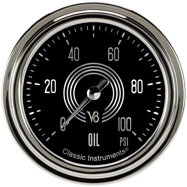 V8SR381SLC - Classic Instruments V8 Speedster Series Oil Pressure Gauge 100PSI