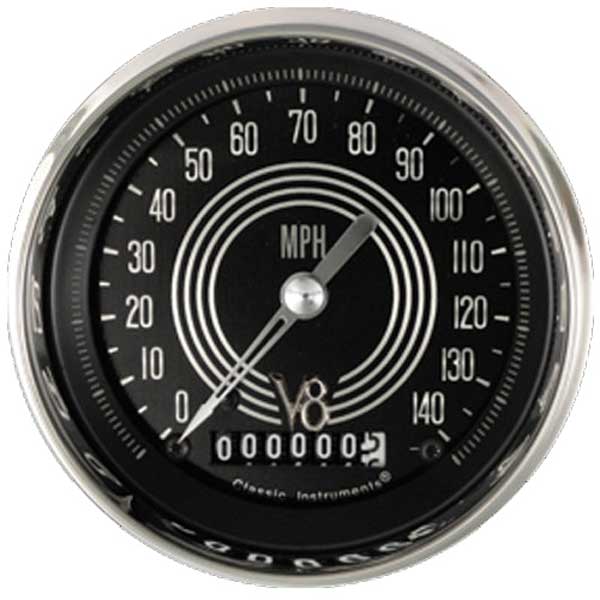 V8SR55SHC - Classic Instruments V8 Speedster Series Speedometer 140 MPH