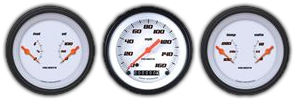 VS04WBLF - Classic Instruments Velocity White Series 3 gauge set Speedometer Fuel-Oil Temp-Volt