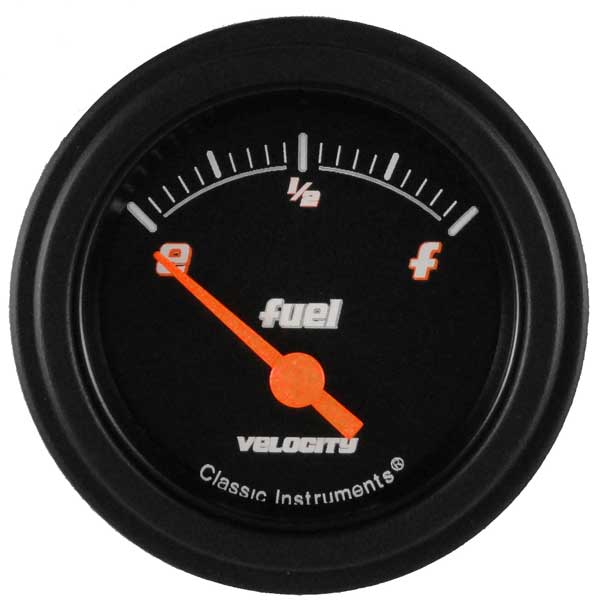 VS12BBLF - Classic Instruments Velocity Black Series Fuel Gauge 0-90 ohm