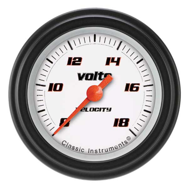 VS130WBLF - Classic Instruments Velocity White Series Volts Gauge