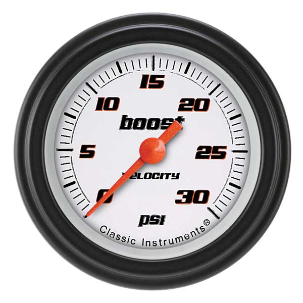 VS142WBLF - Classic Instruments Velocity White Series Boost Gauge 30PSI