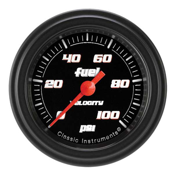 VS146BBLF - Classic Instruments Velocity Black Series Fuel Pressure Gauge 100PSI