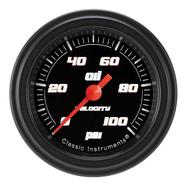 VS181BBLF - Classic Instruments Velocity Black Series Oil Pressure Gauge 100PSI