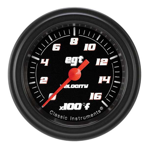 VS198BBLF - Classic Instruments Velocity Black Series Exhaust Gas Temperature Gauge Pyrometer