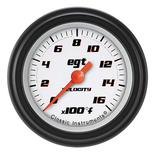 VS198WBLF - Classic Instruments Velocity White Series Exhaust Gas Temperature Gauge Pyrometer