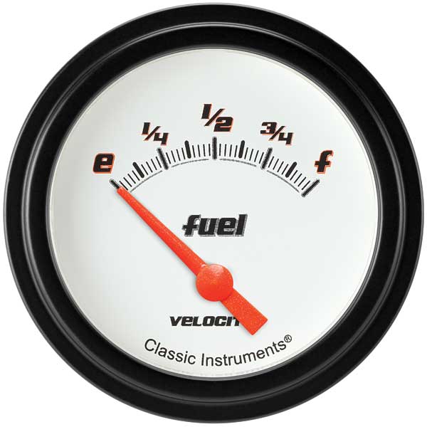 VS212WBLF - Classic Instruments Velocity White Series Fuel Gauge 0-90 Ohm