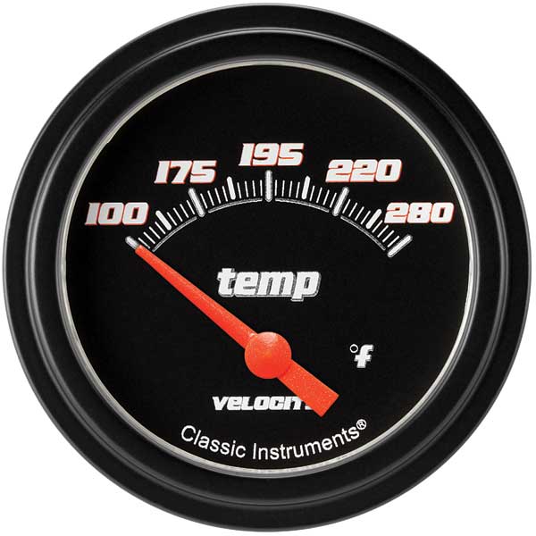 VS226BBLF-02 - Classic Instruments Velocity Black Series Water Temperature Gauge