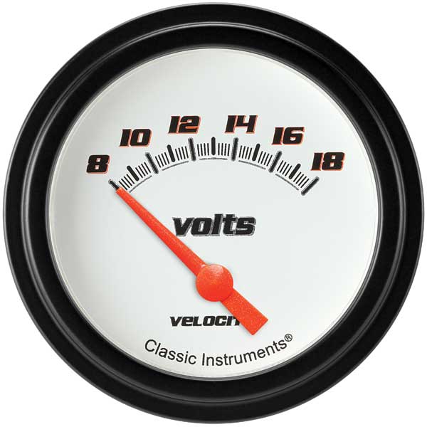 VS230WBLF - Classic Instruments Velocity White Series Volts Gauge