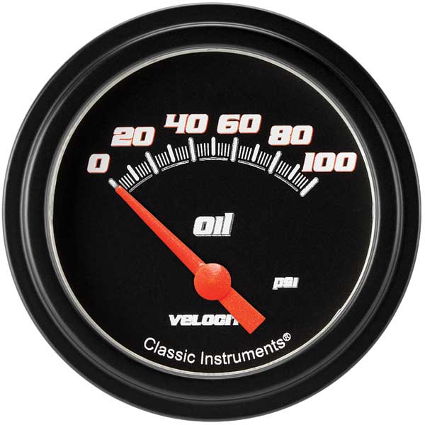 VS281BBLF - Classic Instruments Velocity Black Series Oil Pressure Gauge 100PSI