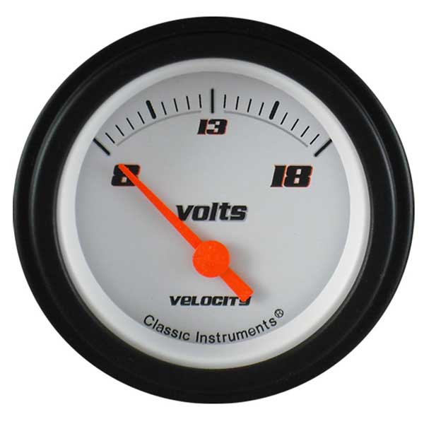 VS30WBLF - Classic Instruments Velocity White Series Volt Gauge