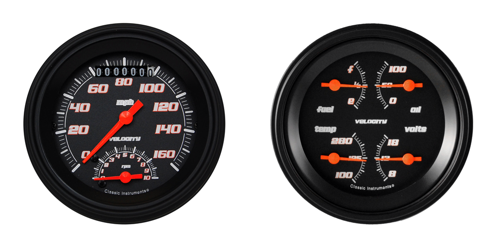 VS32BBLF - Classic Instruments Velocity Black Series 2 gauge set Ultimate-Speedometer Quad