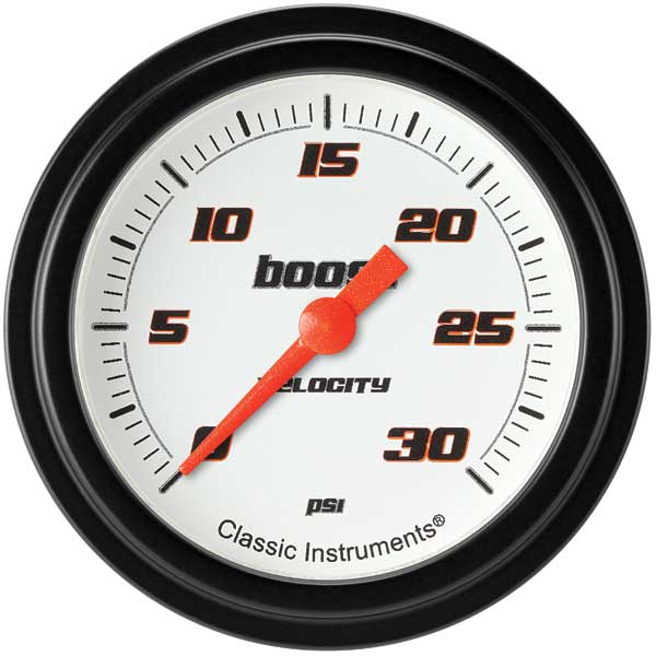 VS342WBLF - Classic Instruments Velocity White Series Boost Gauge 30PSI