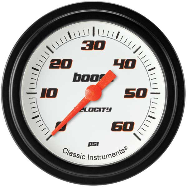 VS343WBLF - Classic Instruments Velocity White Series Boost Gauge 60PSI