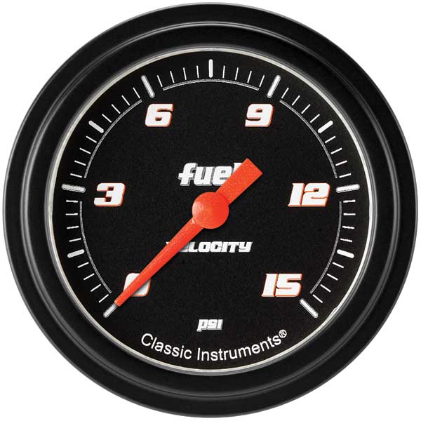 VS345BBLF - Classic Instruments Velocity Black Series Fuel Pressure Gauge 15PSI