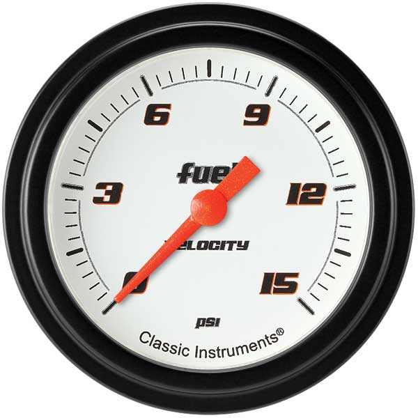 VS345WBLF - Classic Instruments Velocity White Series Fuel Pressure Gauge 15PSI