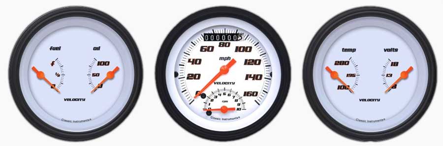 VS34WBLF - Classic Instruments Velocity White Ultimate Speedometer 2-Duals