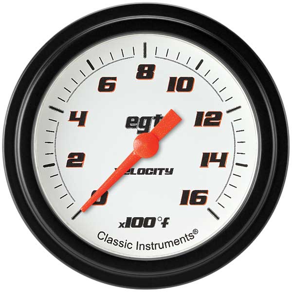 VS398WBLF - Classic Instruments Velocity White Series Exhaust Gas Temperature Gauge Pyrometer