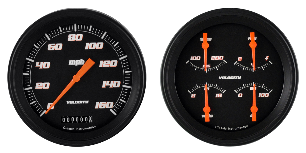 VS52BBLF - Classic Instruments Velocity Black Series 2 gauge set Speedometer Quad