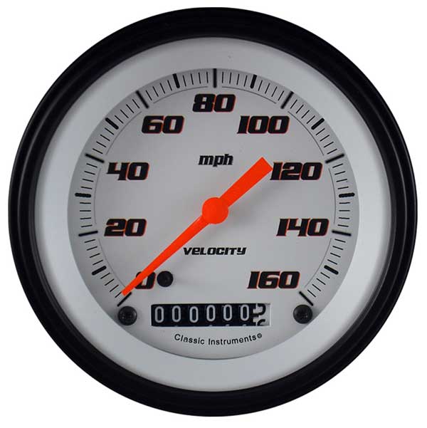 VS55WBLF - Classic Instruments Velocity White Series Speedometer 160 MPH