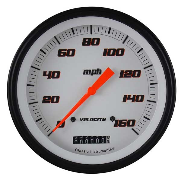 VS56WBLF - Classic Instruments Velocity White Series Speedometer 160 MPH