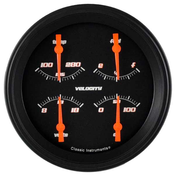 VS75BBLF - Classic Instruments Velocity Black Series Quad Gauge