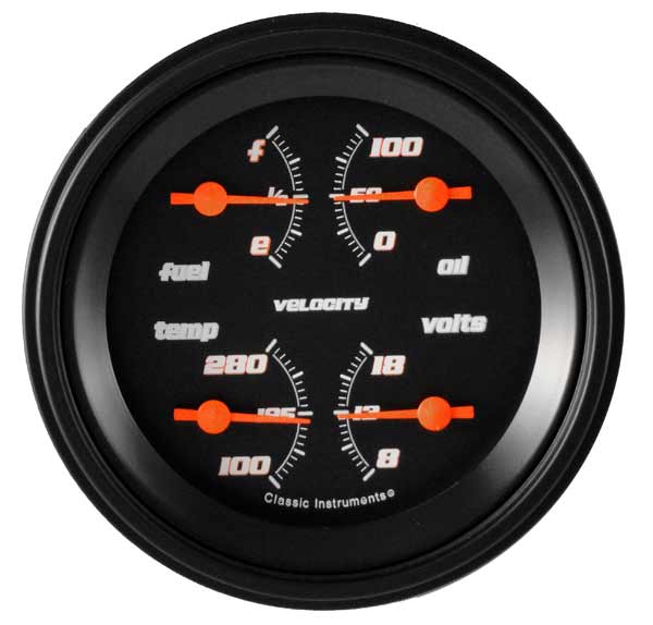 VS76BBLF - Classic Instruments Velocity Black Series Quad Gauge