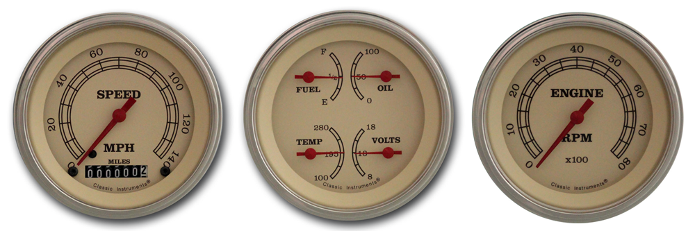 VT03SLF - Classic Instruments Vintage 3 gauge set Speedometer Tachometer Quad