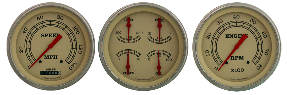VT53SLF - Classic Instruments Vintage 3 gauge set Speedometer Tachometer Quad