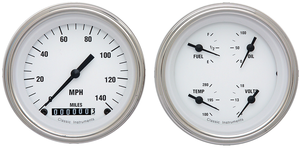WH02SLF - Classic Instruments White Hot 2 gauge set Speedometer Quad