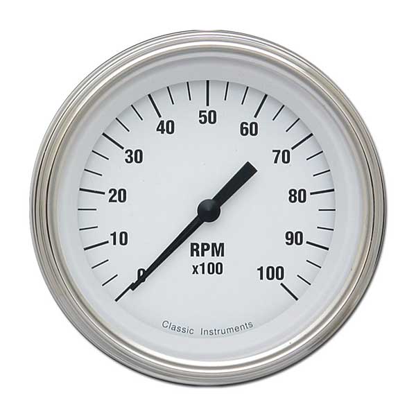 WH10SLF - Classic Instruments White Hot Tachometer 10000 RPM