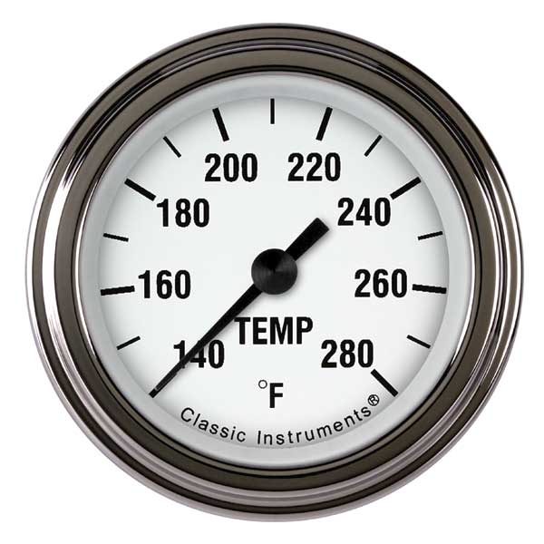 WH126SLF-08 - Classic Instruments White Hot Water Temperature Gauge
