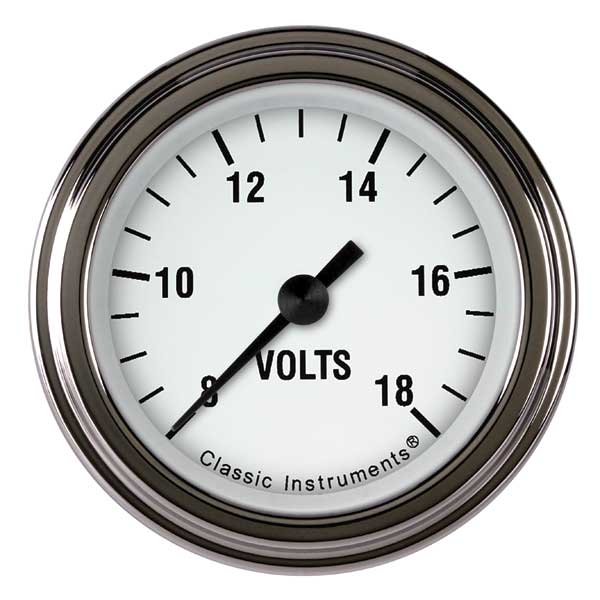 WH130SLF - Classic Instruments White Hot Volts Gauge