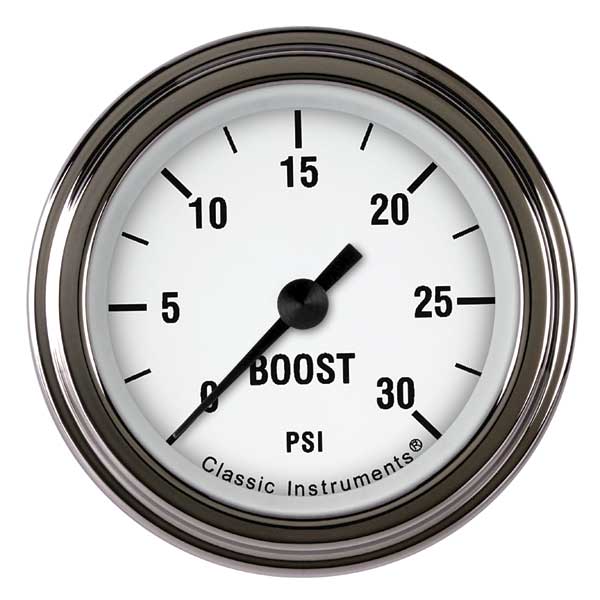 WH142SLF - Classic Instruments White Hot Boost Gauge 30PSI
