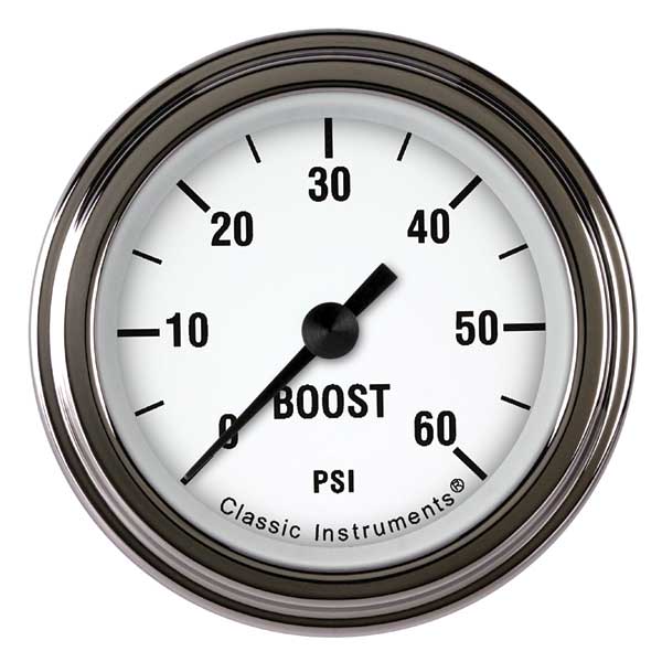 WH143SLF - Classic Instruments White Hot Boost Gauge 60PSI