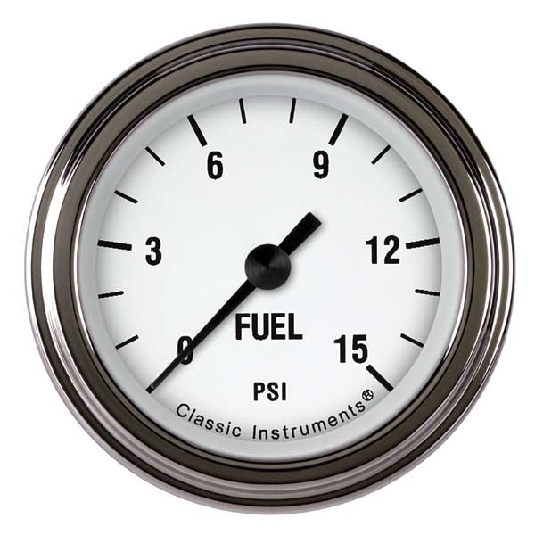 WH145SLF - Classic Instruments White Hot Fuel Pressure Gauge 15PSI