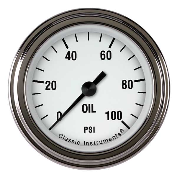 WH181SLF - Classic Instruments White Hot Oil Pressure Gauge 100PSI
