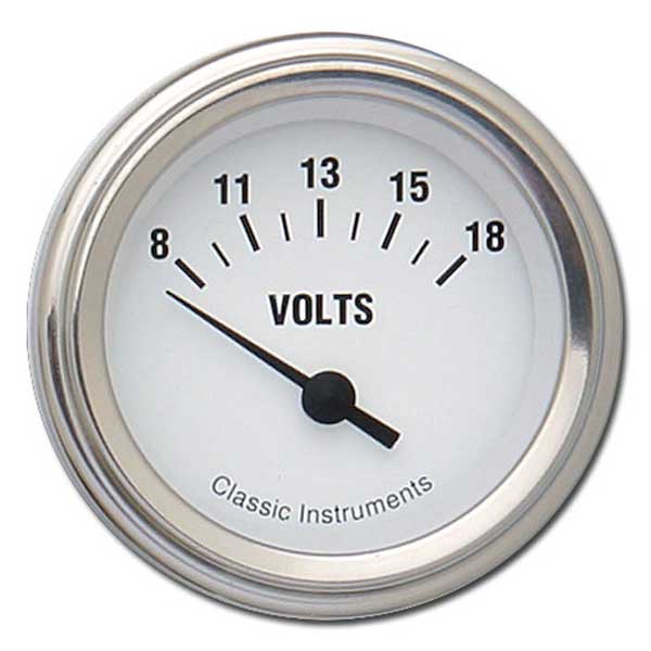 WH30SLF - Classic Instruments White Hot Volt Gauge 8-18 V