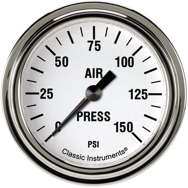 WH318SLF - Classic Instruments White Hot Air Pressure Gauge 150PSI
