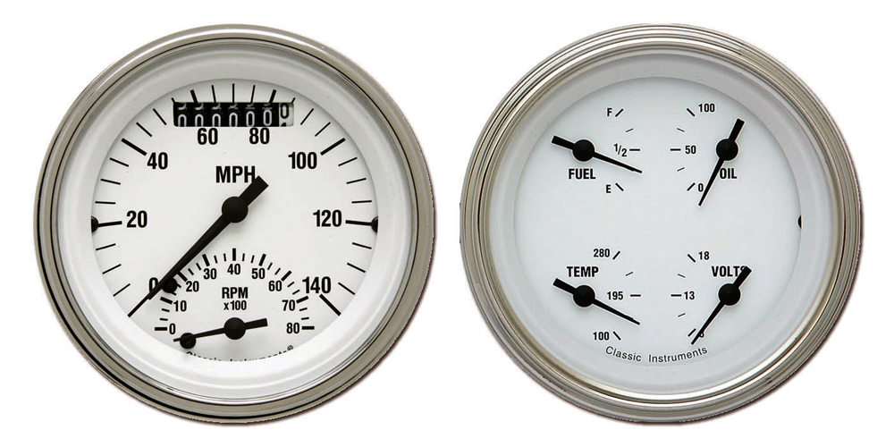 WH32SLF - Classic Instruments White Hot 2 gauge set Ultimate-Speedometer Quad