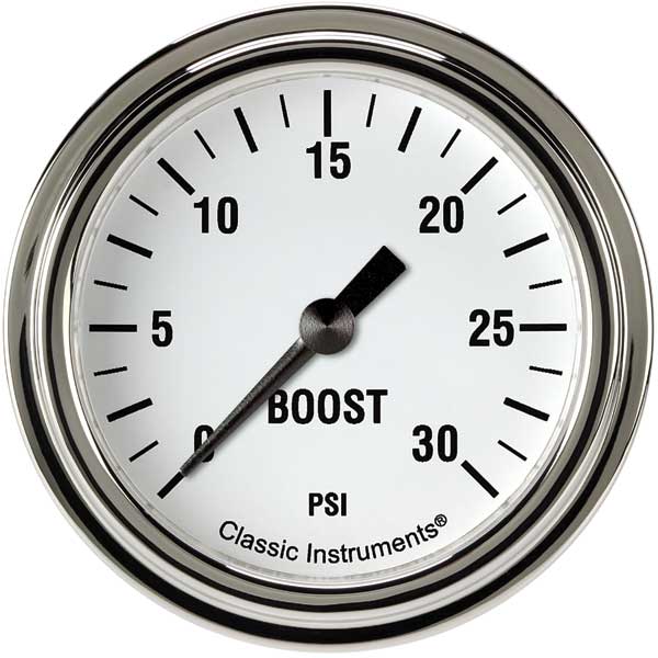 WH342SLF - Classic Instruments White Hot Boost Gauge 30PSI