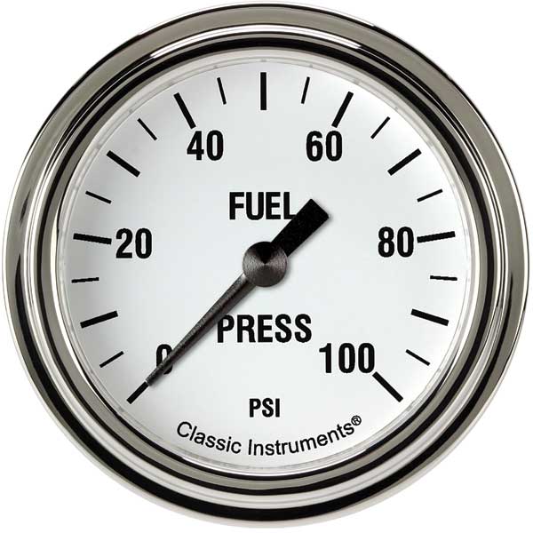 WH346SLF - Classic Instruments White Hot Fuel Pressure Gauge 100PSI