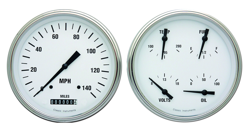 WH52SLF - Classic Instruments White Hot 2 gauge set Speedometer Quad