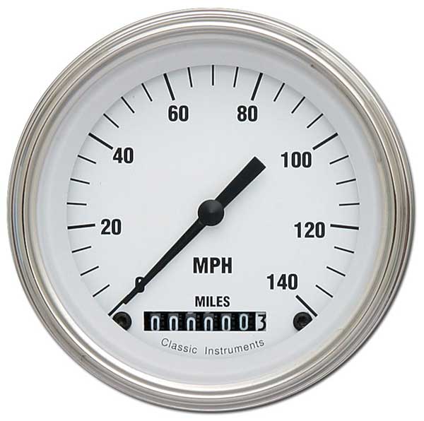 WH55SLF - Classic Instruments White Hot Speedometer 140 MPH