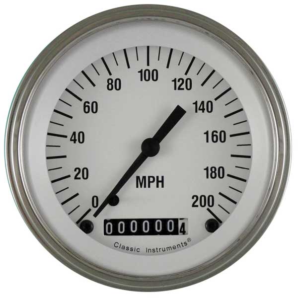 WH57SLF - Classic Instruments White Hot Speedometer 200 MPH
