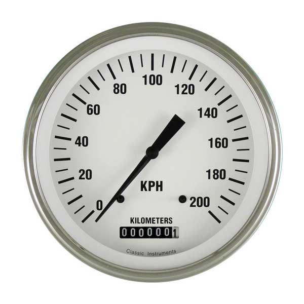 WH58SLF - Classic Instruments White Hot Speedometer 200 kph