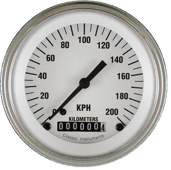 WH59SLF - Classic Instruments White Hot Speedometer 200 kph