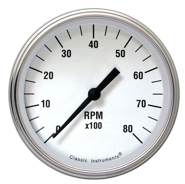WH80SLF - Classic Instruments White Hot Tachometer 8000 RPM
